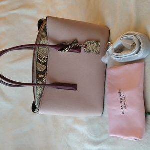 Kate Spade Margaux Leather Embossed Snakeskin Large Satchel Snake Pink Dust Bag